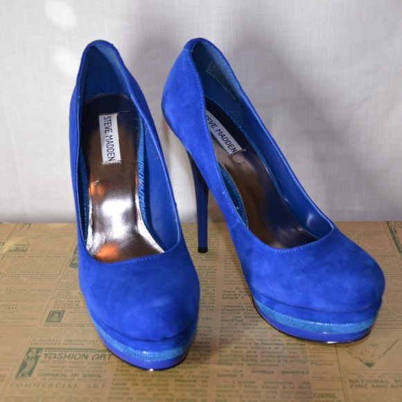 Steve Madden Adell Blue Suede Heels 8.5 M - Picture 6 of 8